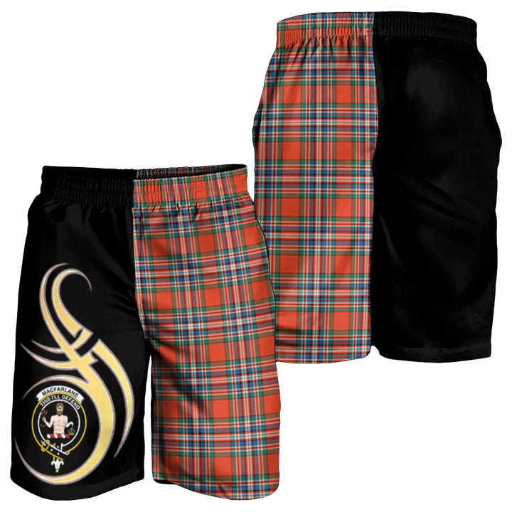 Scottish MacFarlane Ancient Clan Crest Tartan Believe in Me Men's Shorts