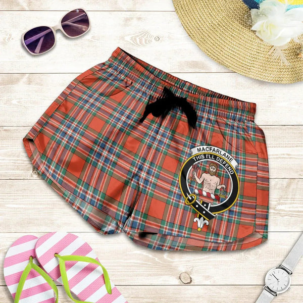 Scottish MacFarlane Ancient Clan Crest Tartan Women Shorts