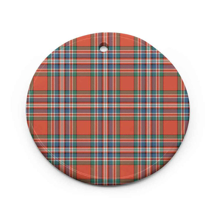 Scottish MacFarlane Ancient Clan Tartan Ceramic Ornament Circle Shape Tartan Plaid