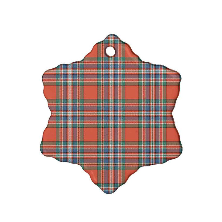 Scottish MacFarlane Ancient Clan Tartan Ceramic Ornament Snow Flake Shape Tartan Plaid