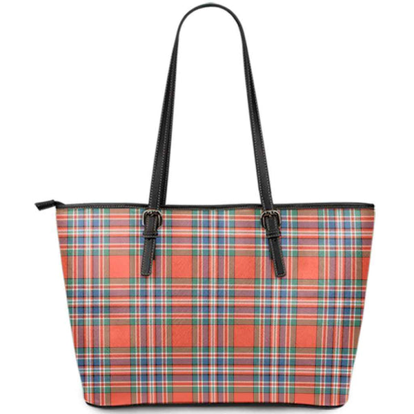 Scottish MacFarlane Ancient Clan Tartan Leather Tote Tartan Plaid