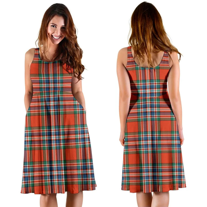Scottish MacFarlane Ancient Clan Tartan Women Midi Dress
