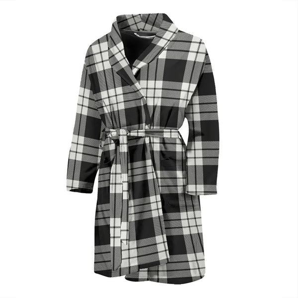 Scottish MacFarlane Black & White Ancient Clan Tartan Bathrobe 2