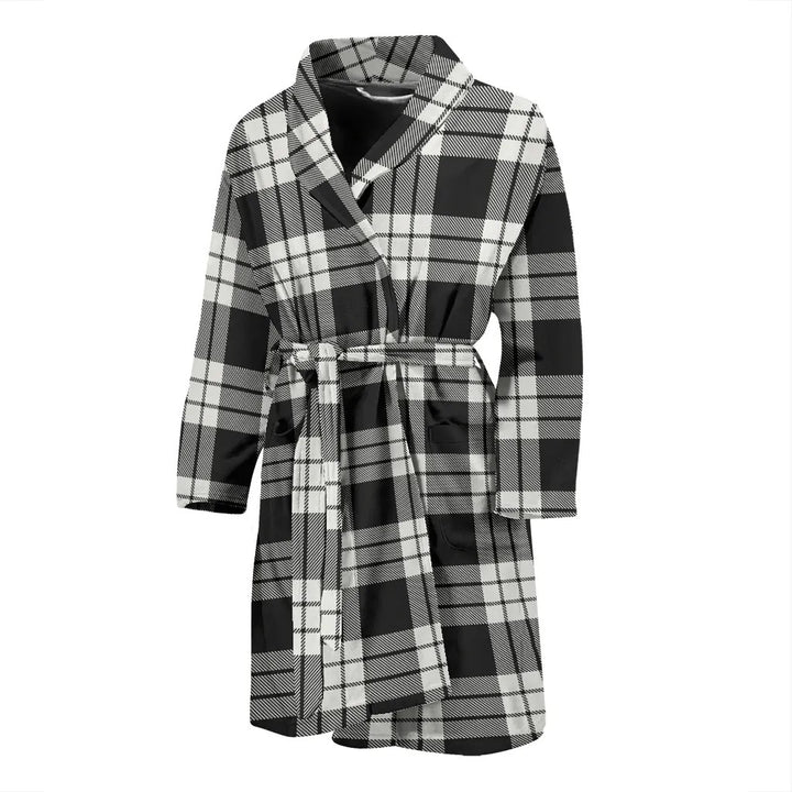Scottish MacFarlane Black & White Ancient Clan Tartan Bathrobe 2