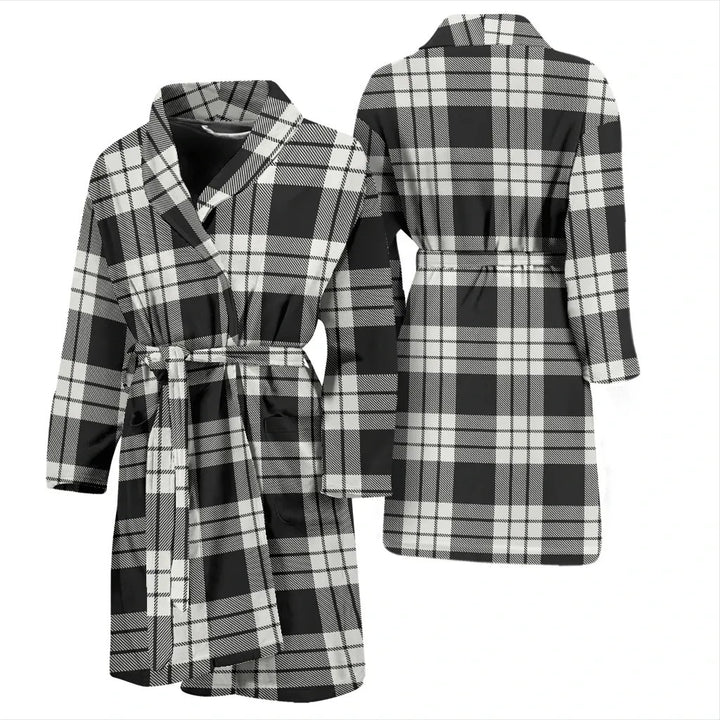 Scottish MacFarlane Black & White Ancient Clan Tartan Bathrobe 3