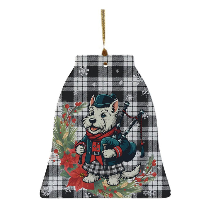 Scottish MacFarlane Black & White Ancient Clan Tartan Ceramic Ornament Cute Scottish Terrier Dog Bell Style Tartan Plaid