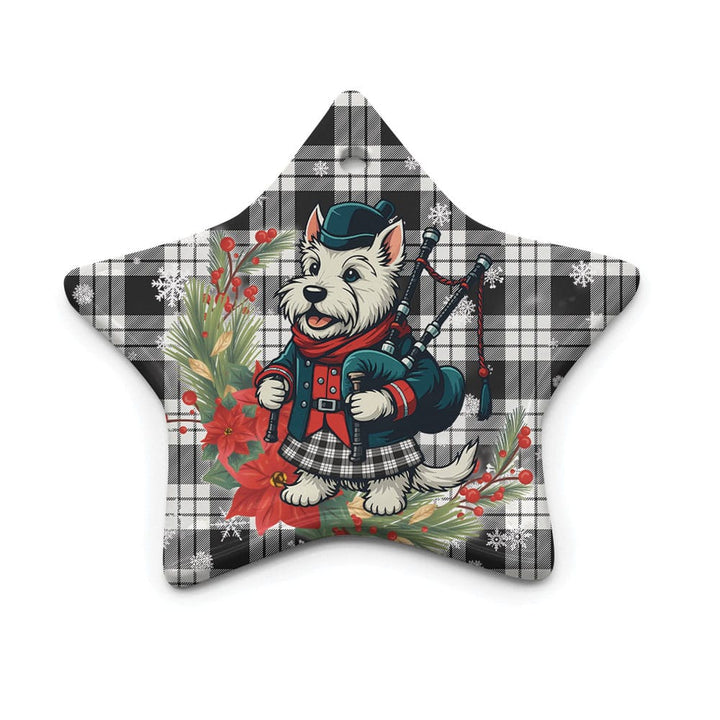 Scottish MacFarlane Black & White Ancient Clan Tartan Ceramic Ornament Cute Scottish Terrier Dog Star Style Tartan Plaid