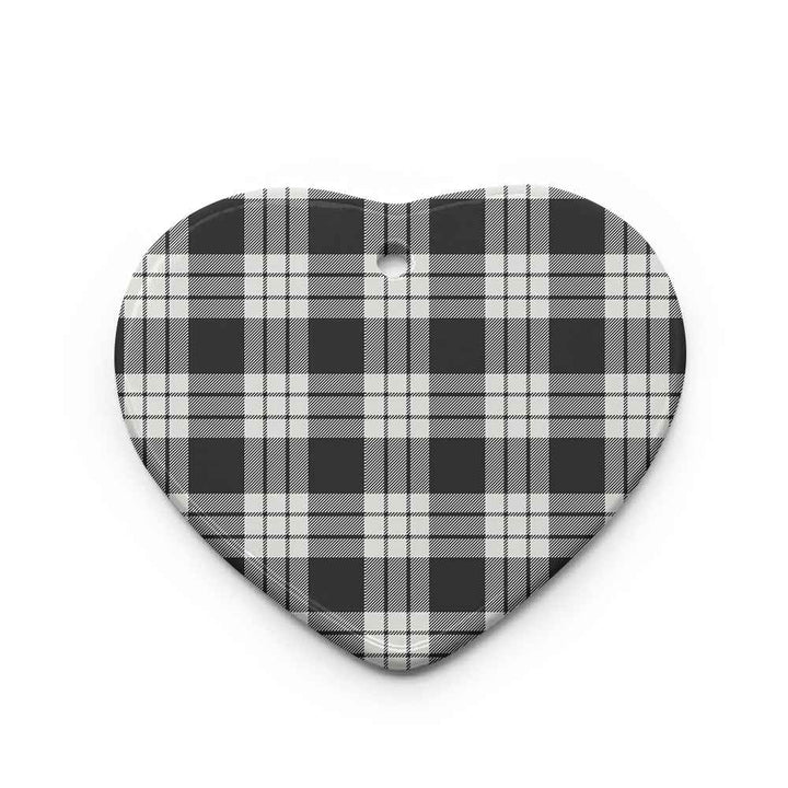 Scottish MacFarlane Black & White Ancient Clan Tartan Ceramic Ornament Heart Shape Tartan Plaid