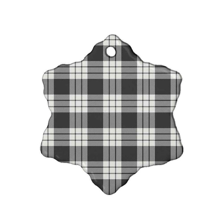 Scottish MacFarlane Black & White Ancient Clan Tartan Ceramic Ornament Snow Flake Shape Tartan Plaid
