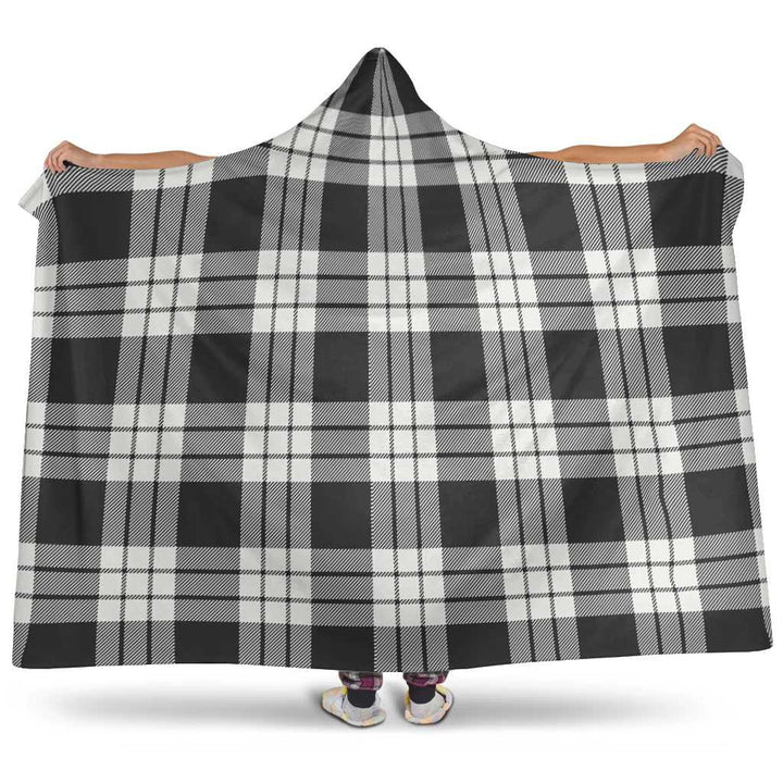 Scottish MacFarlane Black & White Ancient Clan Tartan Hooded Blanket Tartan Plaid 1