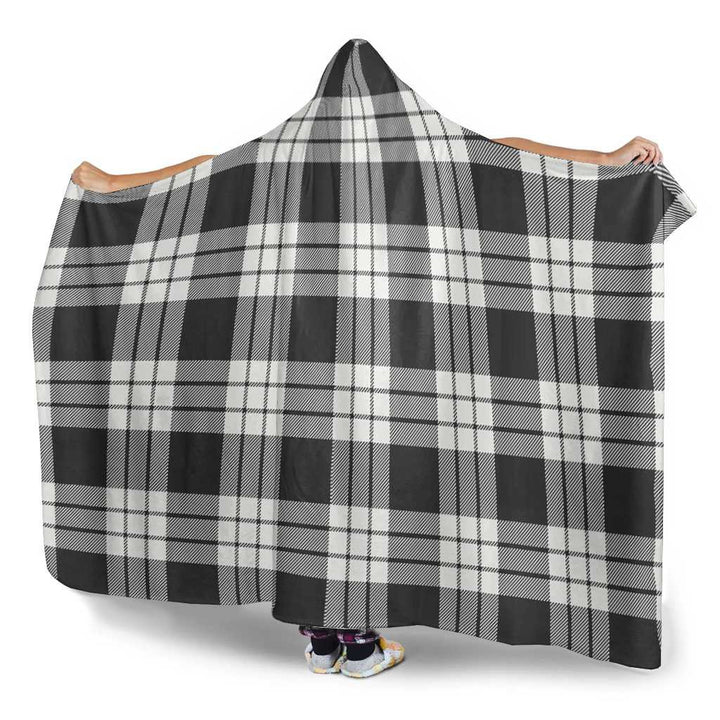Scottish MacFarlane Black & White Ancient Clan Tartan Hooded Blanket Tartan Plaid 3