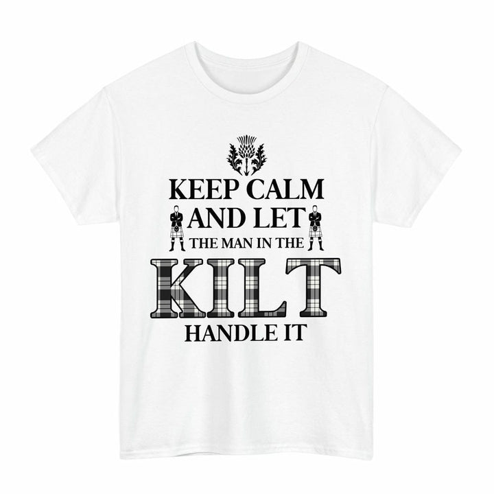Scottish MacFarlane Black & White Ancient Clan Tartan T-Shirt - Keep Calm Tartan Plaid White Color