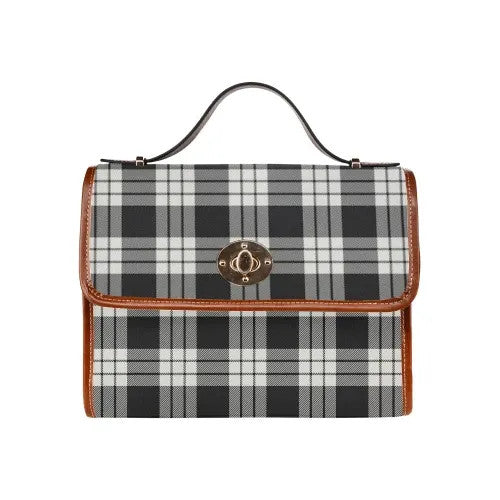 Scottish MacFarlane Black & White Ancient Clan Tartan Waterproof Canvas Bag Tartan Plaid 2