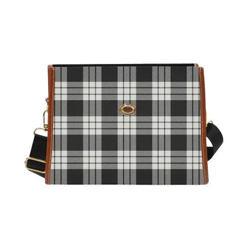 Scottish MacFarlane Black & White Ancient Clan Tartan Waterproof Canvas Bag Tartan Plaid 1