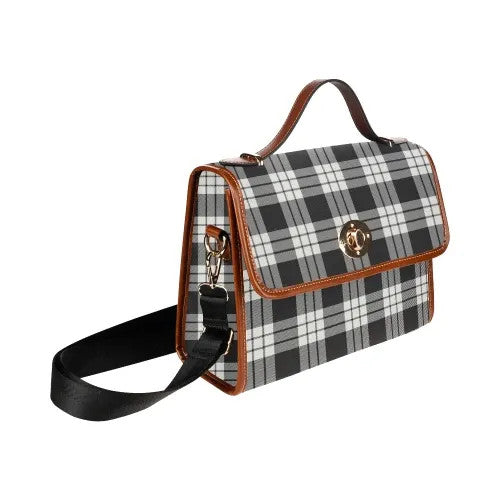 Scottish MacFarlane Black & White Ancient Clan Tartan Waterproof Canvas Bag Tartan Plaid 3