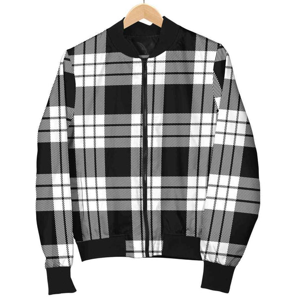 Scottish MacFarlane Black & White Clan Tartan Bomber Jacket Tartan Plaid 1
