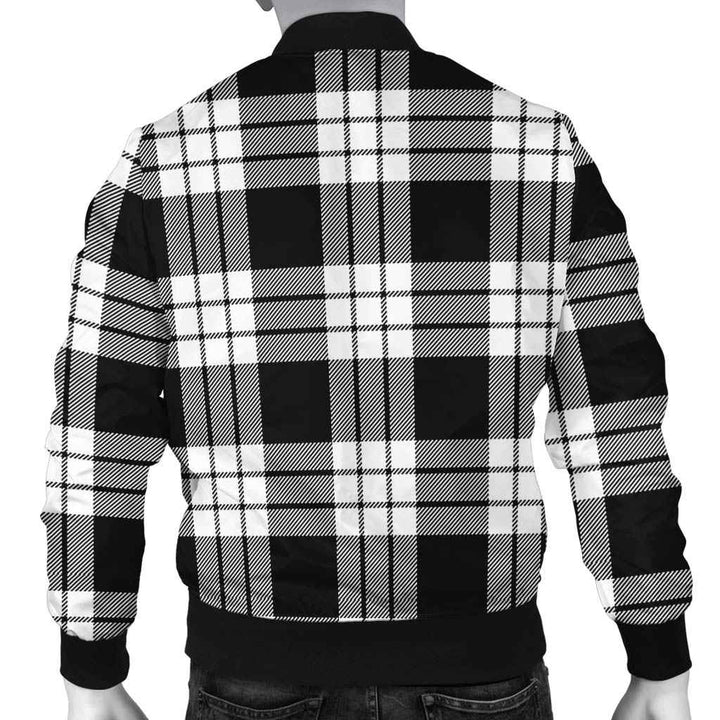Scottish MacFarlane Black & White Clan Tartan Bomber Jacket Tartan Plaid 3