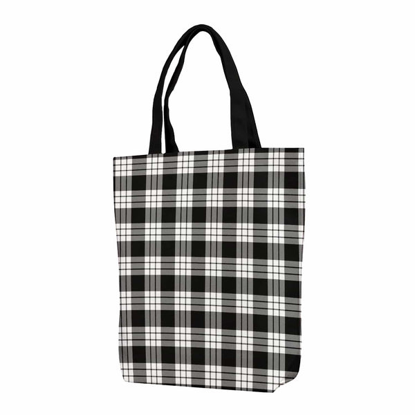 Scottish MacFarlane Black & White Clan Tartan Canvas Bag With Shoulder Strap Tartan Plaid 1