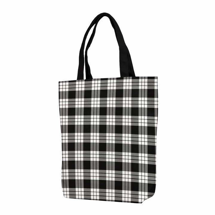 Scottish MacFarlane Black & White Clan Tartan Canvas Bag With Shoulder Strap Tartan Plaid 1