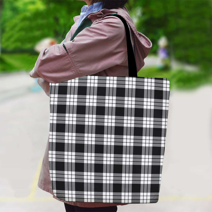 Scottish MacFarlane Black & White Clan Tartan Canvas Bag With Shoulder Strap Tartan Plaid 2
