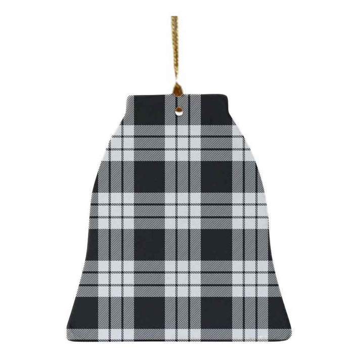 Scottish MacFarlane Black & White Clan Tartan Ceramic Ornament Bell Shape Tartan Plaid