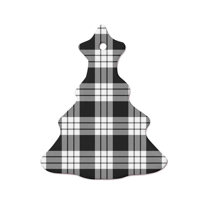 Scottish MacFarlane Black & White Clan Tartan Ceramic Ornament  Tree Shape Tartan Plaid