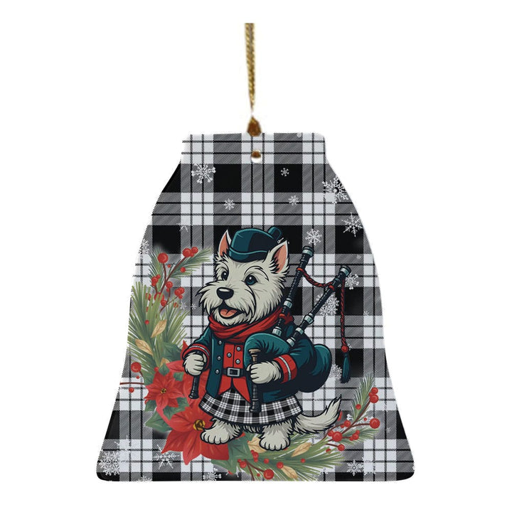 Scottish MacFarlane Black & White Clan Tartan Ceramic Ornament Cute Scottish Terrier Dog Bell Style Tartan Plaid