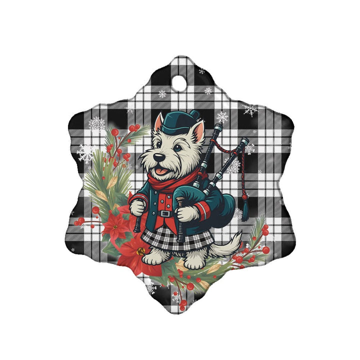 Scottish MacFarlane Black & White Clan Tartan Ceramic Ornament Cute Scottish Terrier Dog Snow Flake Style Tartan Plaid