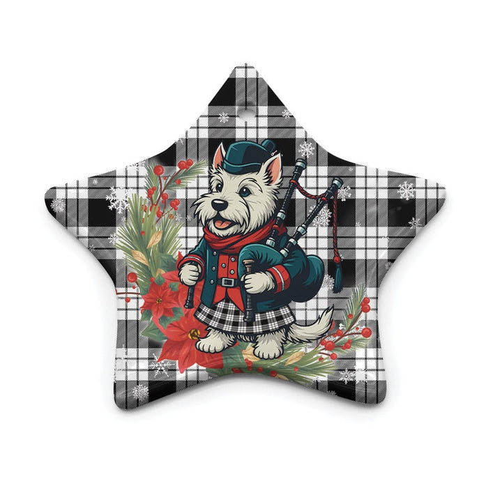 Scottish MacFarlane Black & White Clan Tartan Ceramic Ornament Cute Scottish Terrier Dog Star Style Tartan Plaid