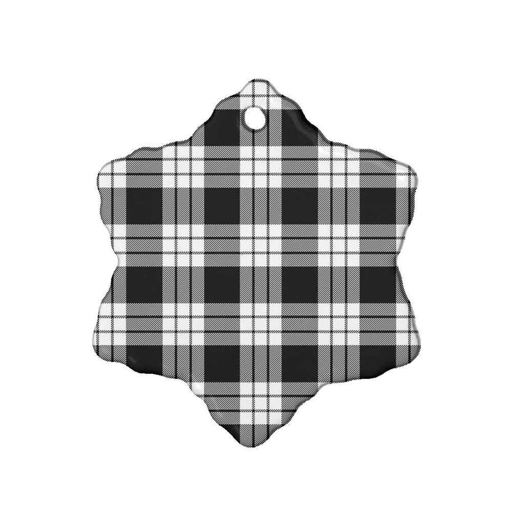 Scottish MacFarlane Black & White Clan Tartan Ceramic Ornament Snow Flake Shape Tartan Plaid