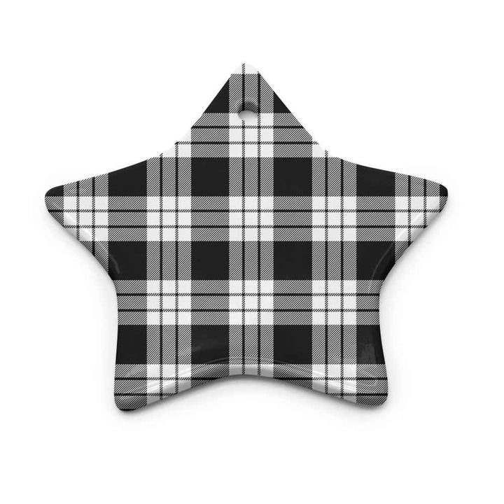 Scottish MacFarlane Black & White Clan Tartan Ceramic Ornament Star Shape Tartan Plaid