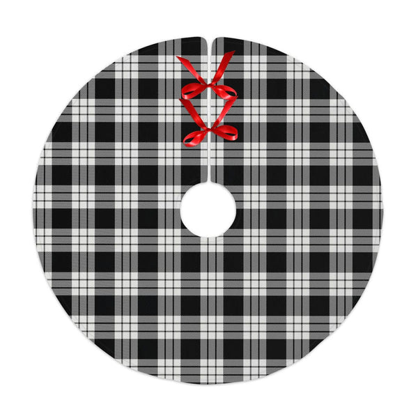 Scottish MacFarlane Black & White Clan Tartan Christmas Tree Skirt No Tassels 1 Tartan Plaid