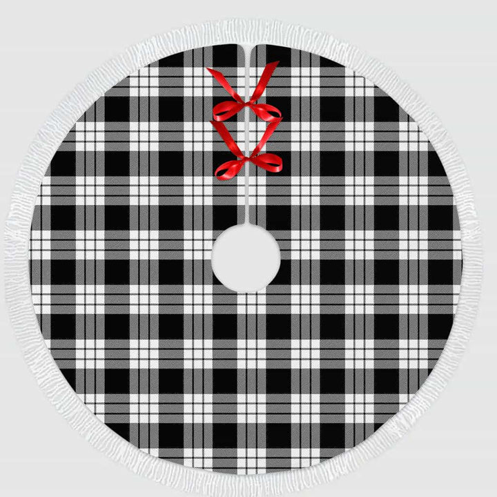 Scottish MacFarlane Black & White Clan Tartan Christmas Tree Skirt Tassels 1 Tartan Plaid