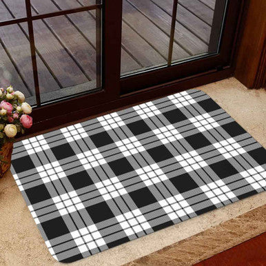 Scottish MacFarlane Black & White Clan Tartan Door Mat Tartan Plaid 1