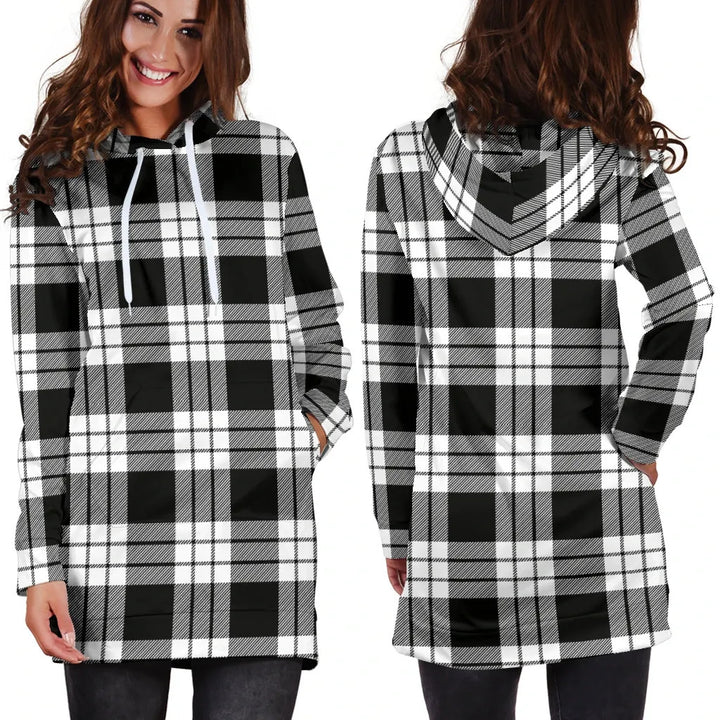 Scottish MacFarlane Black & White Clan Tartan Hoodie Dress