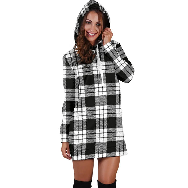 Scottish MacFarlane Black & White Clan Tartan Hoodie Dress