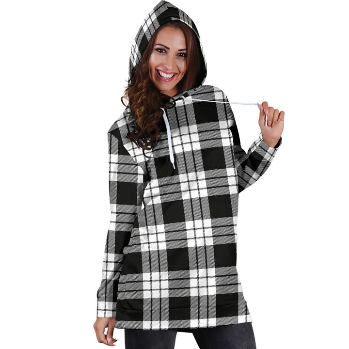 Scottish MacFarlane Black & White Clan Tartan Hoodie Dress