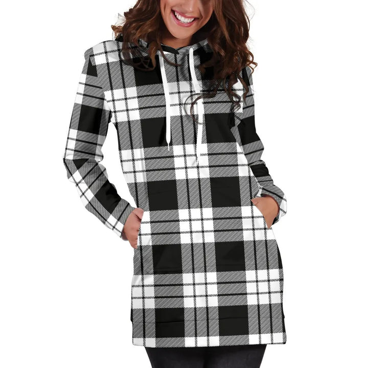 Scottish MacFarlane Black & White Clan Tartan Hoodie Dress