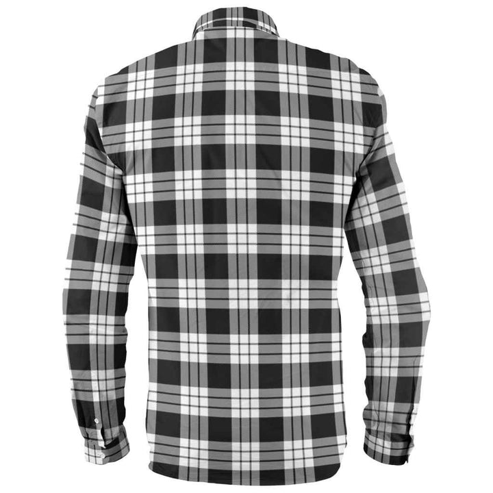 Scottish MacFarlane Black & White Clan Tartan Long Sleeve Shirt Back Side Tartan Plaid