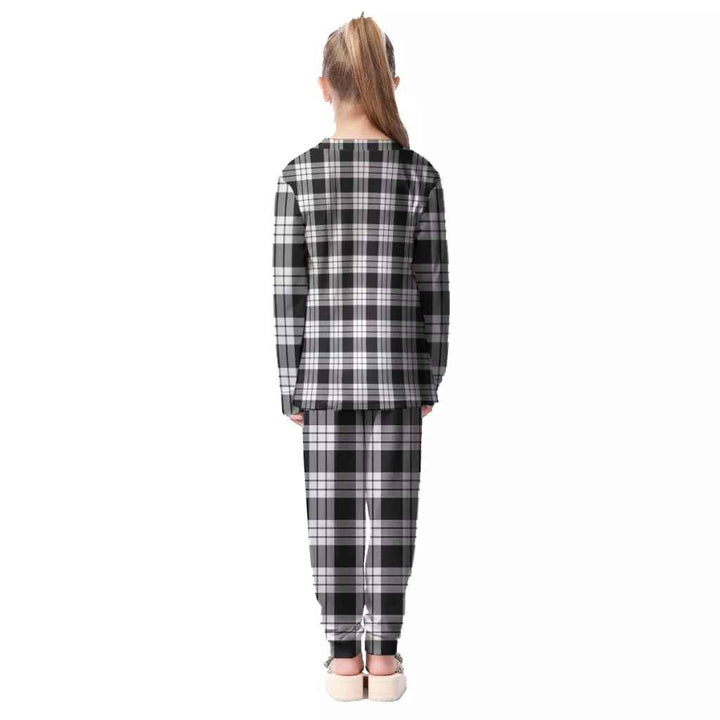 Scottish MacFarlane Black & White Clan Tartan Pajama Set Kid Back Side Tartan Plaid