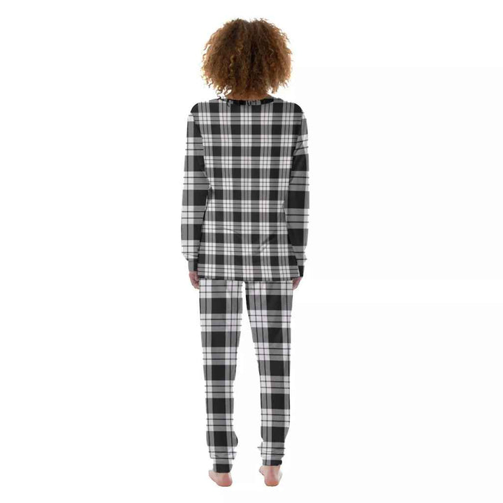Scottish MacFarlane Black & White Clan Tartan Pajama Set Women Back Side Tartan Plaid