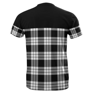 Scottish MacFarlane Black & White Clan Tartan T-Shirt Horizontal Style Back Side Tartan Plaid
