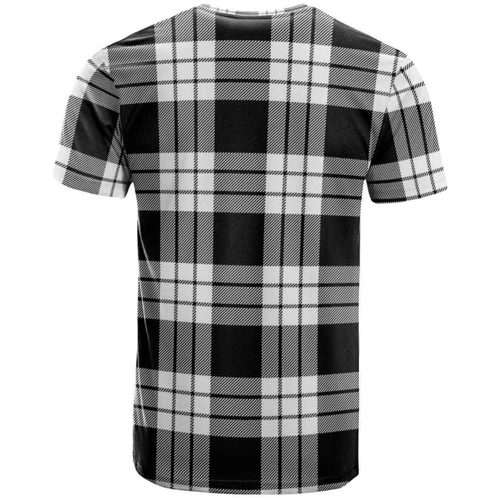 Scottish MacFarlane Black & White Clan Tartan T-Shirt Back Side Tartan Plaid