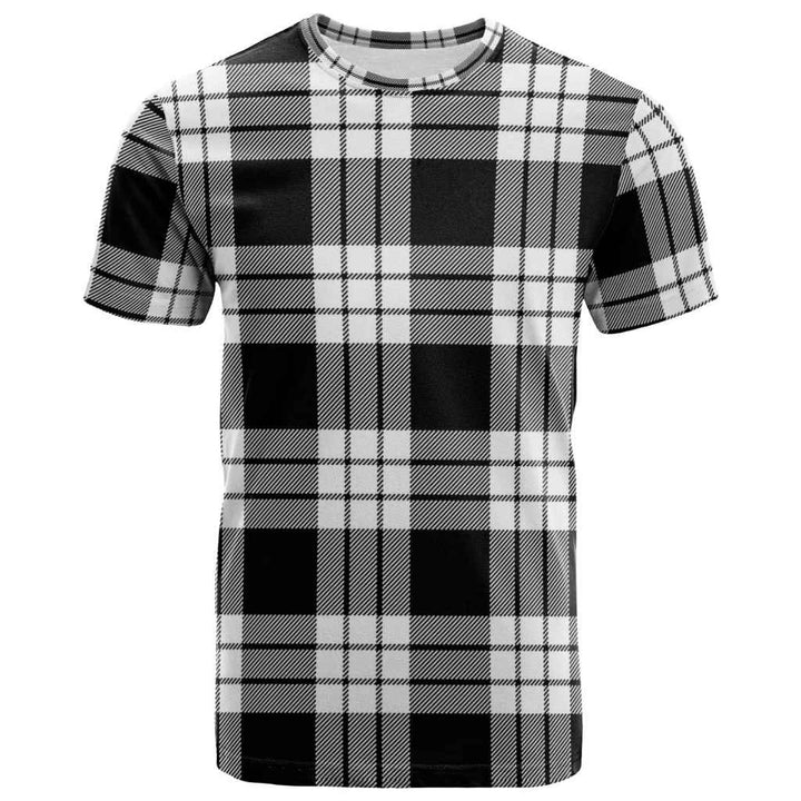 Scottish MacFarlane Black & White Clan Tartan T-Shirt Front Side Tartan Plaid