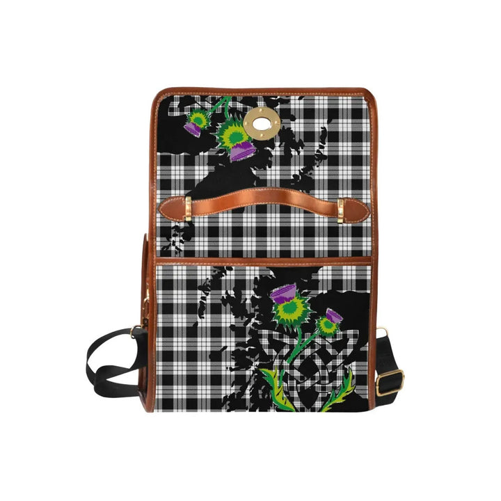 Scottish MacFarlane Black & White Clan Tartan Waterproof Canvas Bag With Thistle Tartan Plaid 6