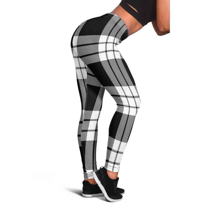 Scottish MacFarlane Black & White Clan Tartan Women Leggings Tartan Plaid 1