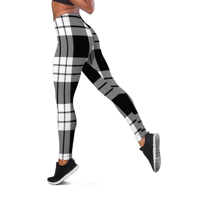Scottish MacFarlane Black & White Clan Tartan Women Leggings Tartan Plaid 2