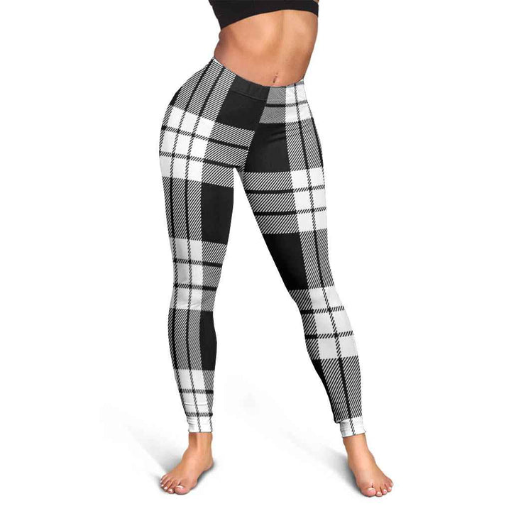 Scottish MacFarlane Black & White Clan Tartan Women Leggings Tartan Plaid 3