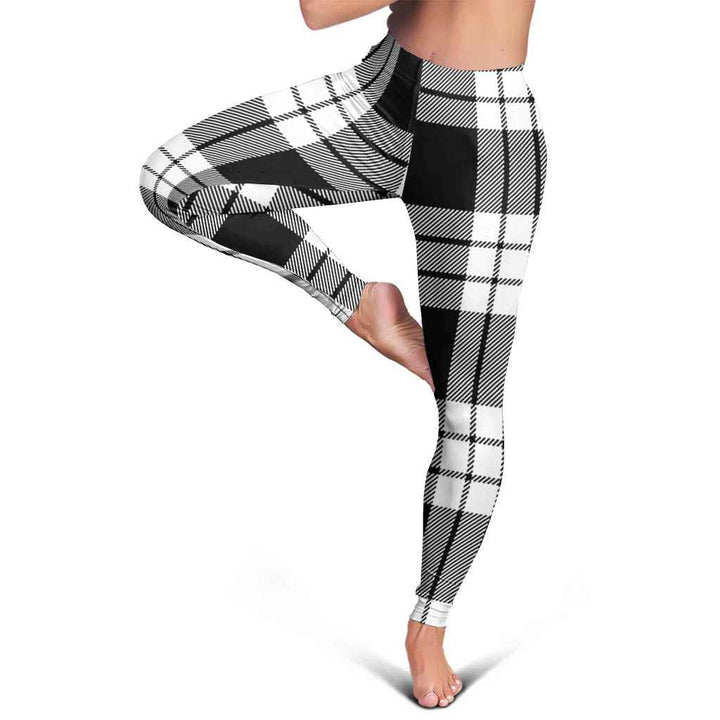 Scottish MacFarlane Black & White Clan Tartan Women Leggings Tartan Plaid 5