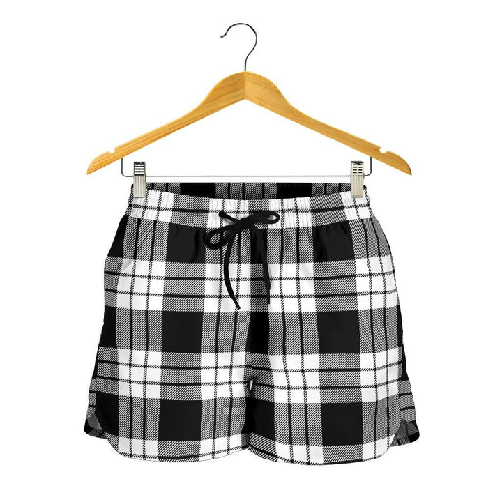 Scottish MacFarlane Black & White Clan Tartan Women Shorts